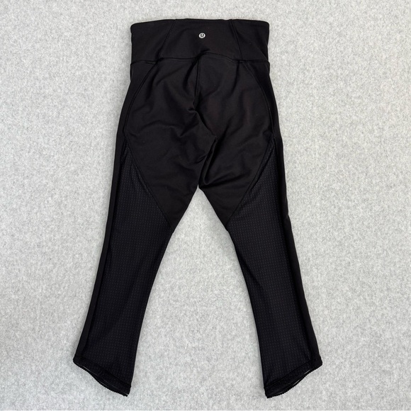 Lululemon Leggings Women Size 4 Black Mesh Panel Cropped Pilates Yoga Gym Active - Picture 5 of 13